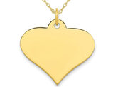 10K Yellow Gold Engraveable Heart Disc Charm Pendant Necklace with Chain